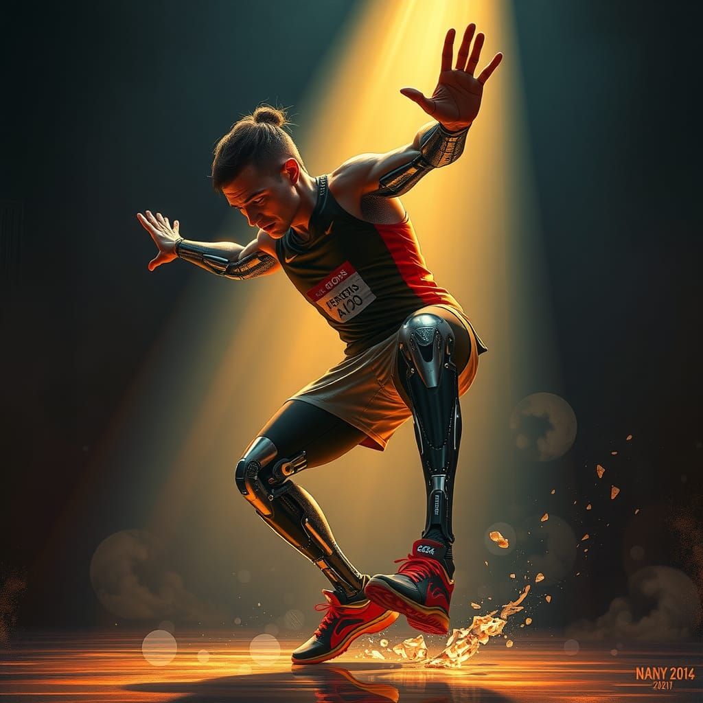 Paralympic Athlete Breakdancing: Digital Painting