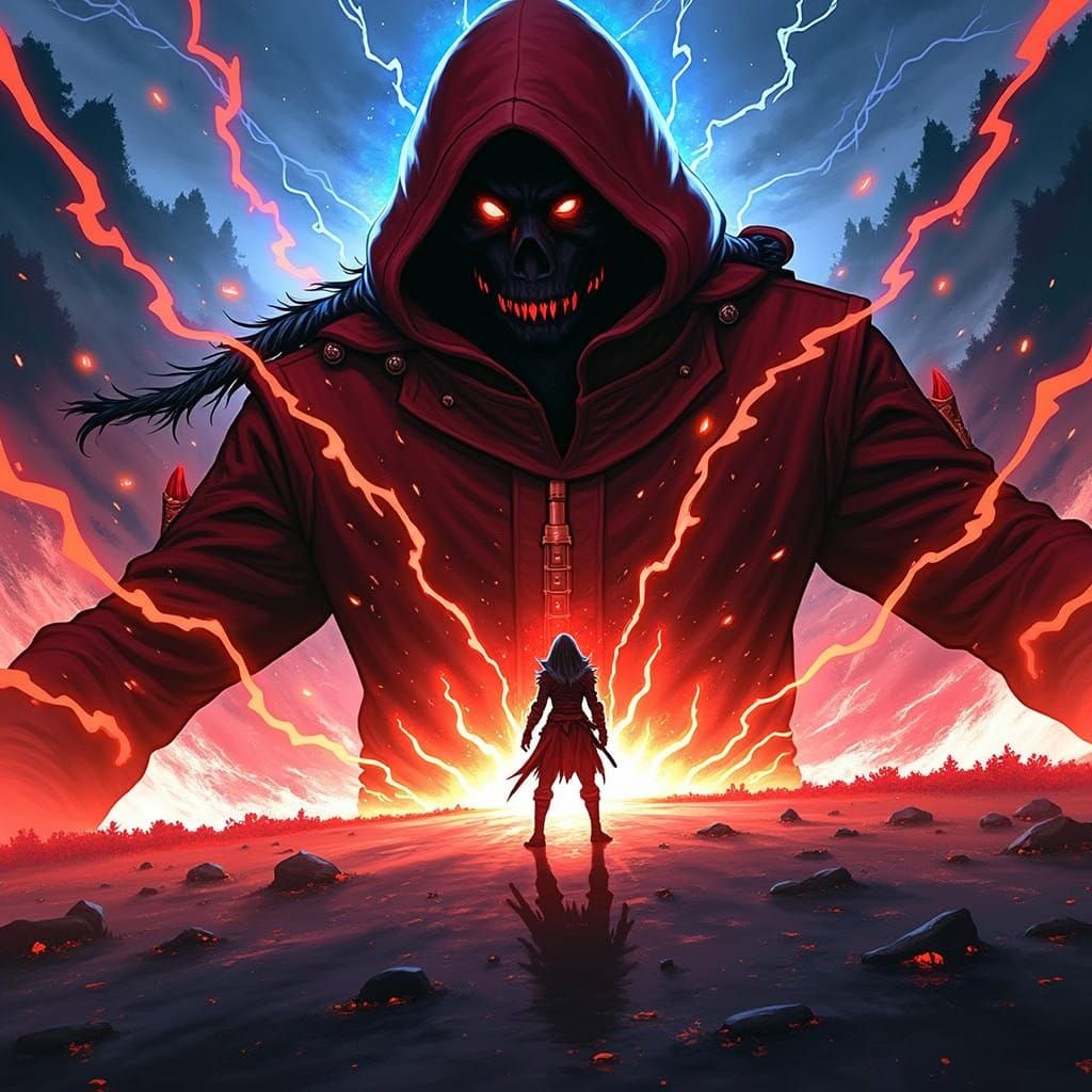 Mystical Warrior in Electric Blue Aura