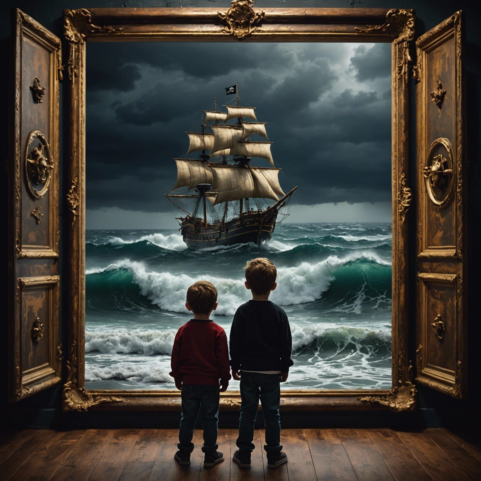 Pirate Ship Emerges from Painting in Children's Room