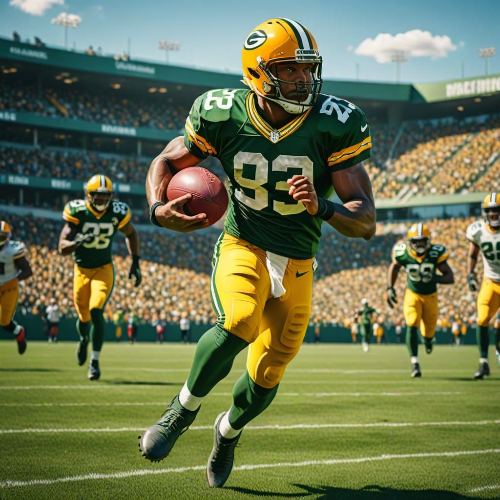Packers Player in Action: Vibrant Digital Sports Art