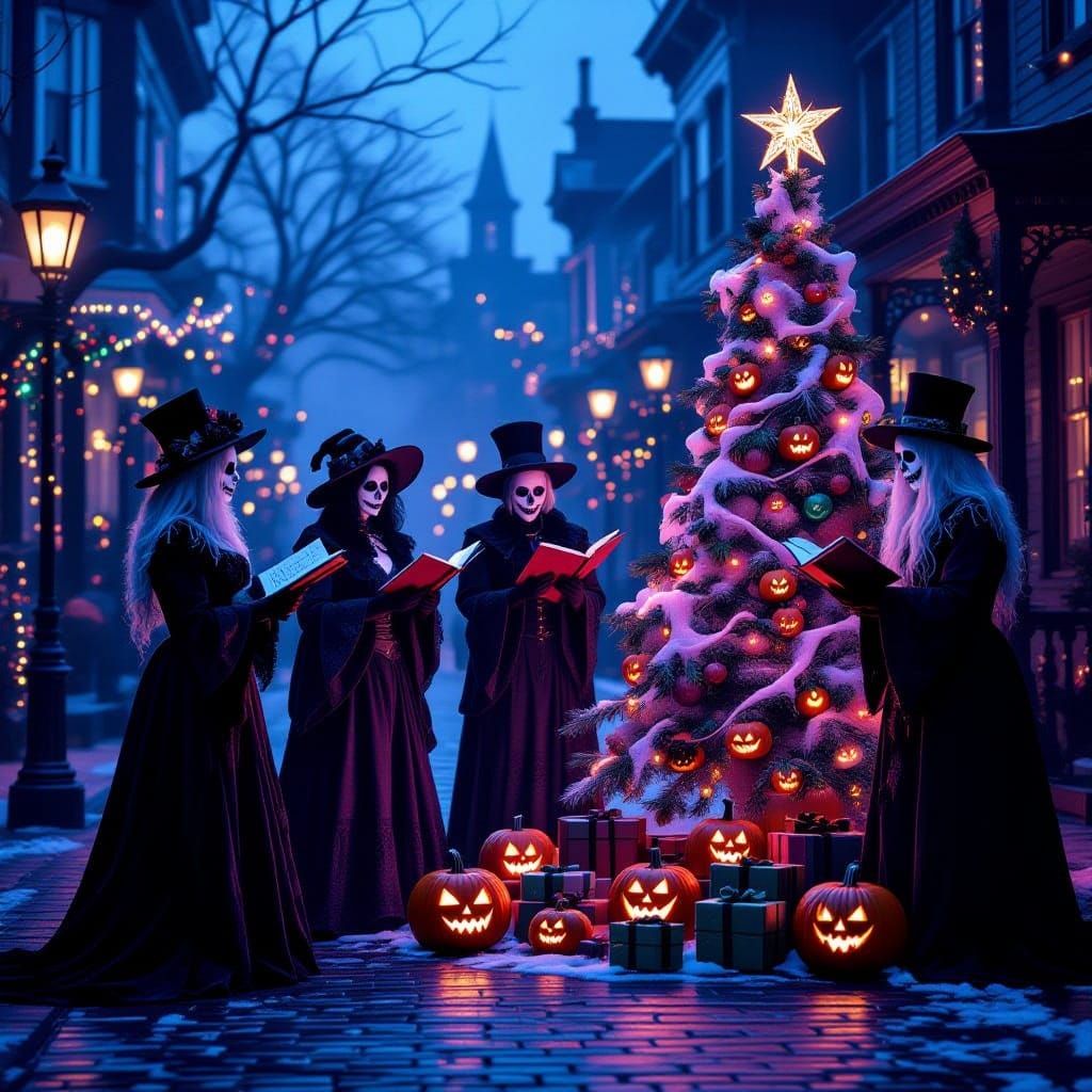 Undead Carolers Haunt Spooky Christmas Street