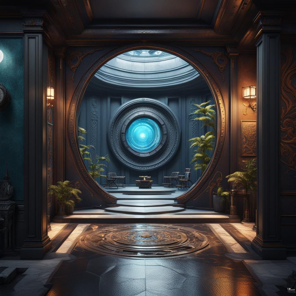 Apartment with Portal to Another World in Detailed Matte Pai...