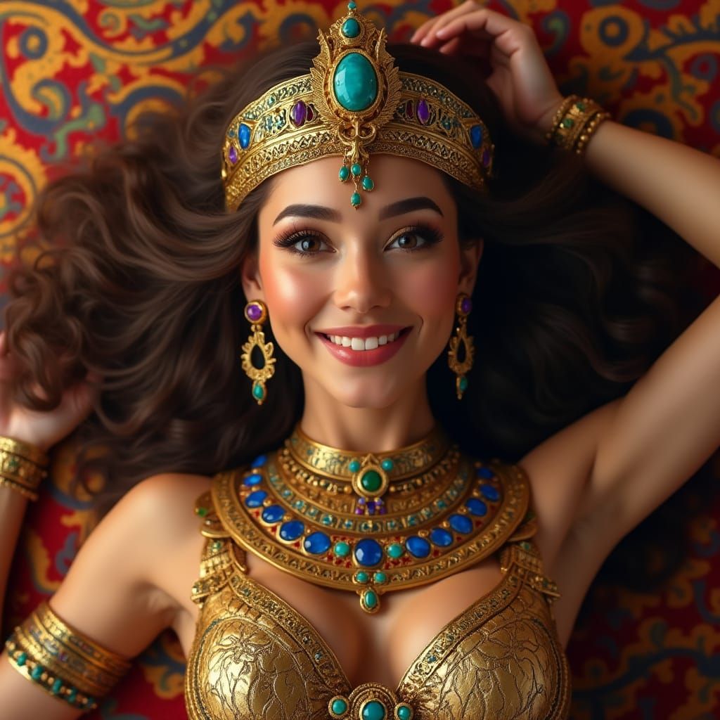Egyptian Goddess in Vibrant Headdress