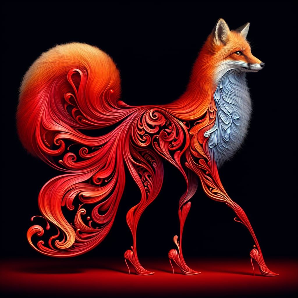 Exquisite Red Fox in Digital Art Style