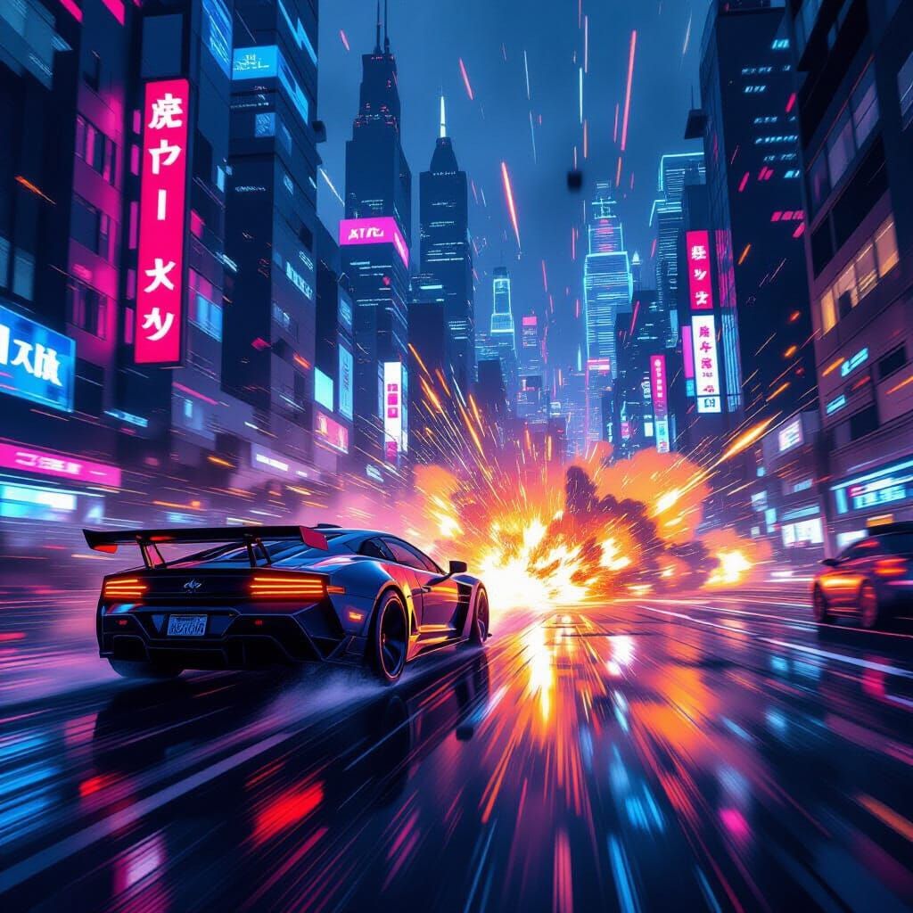 Futuristic Action Scene with Dynamic Lighting