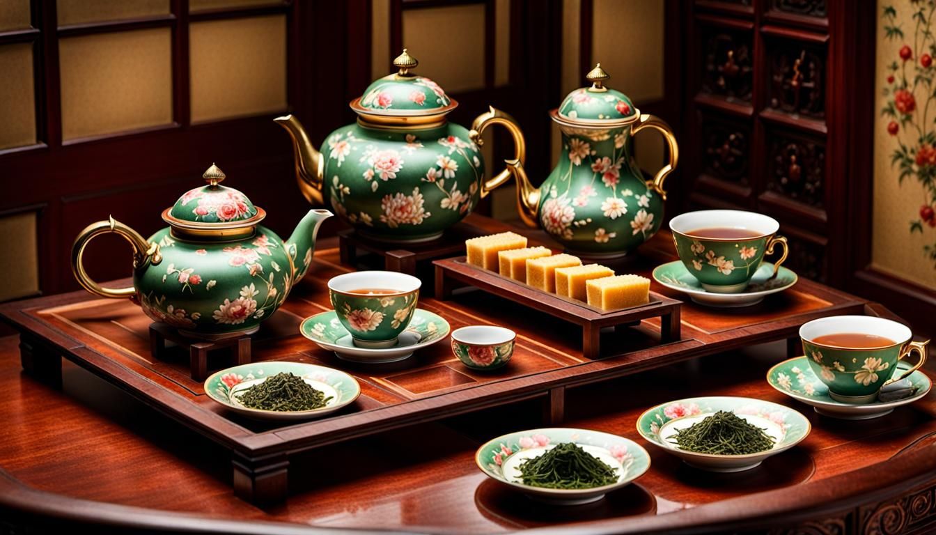 A traditional Chinese tea ceremony table