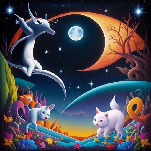 Animals Dancing with Silver Stars: Peca Art Style