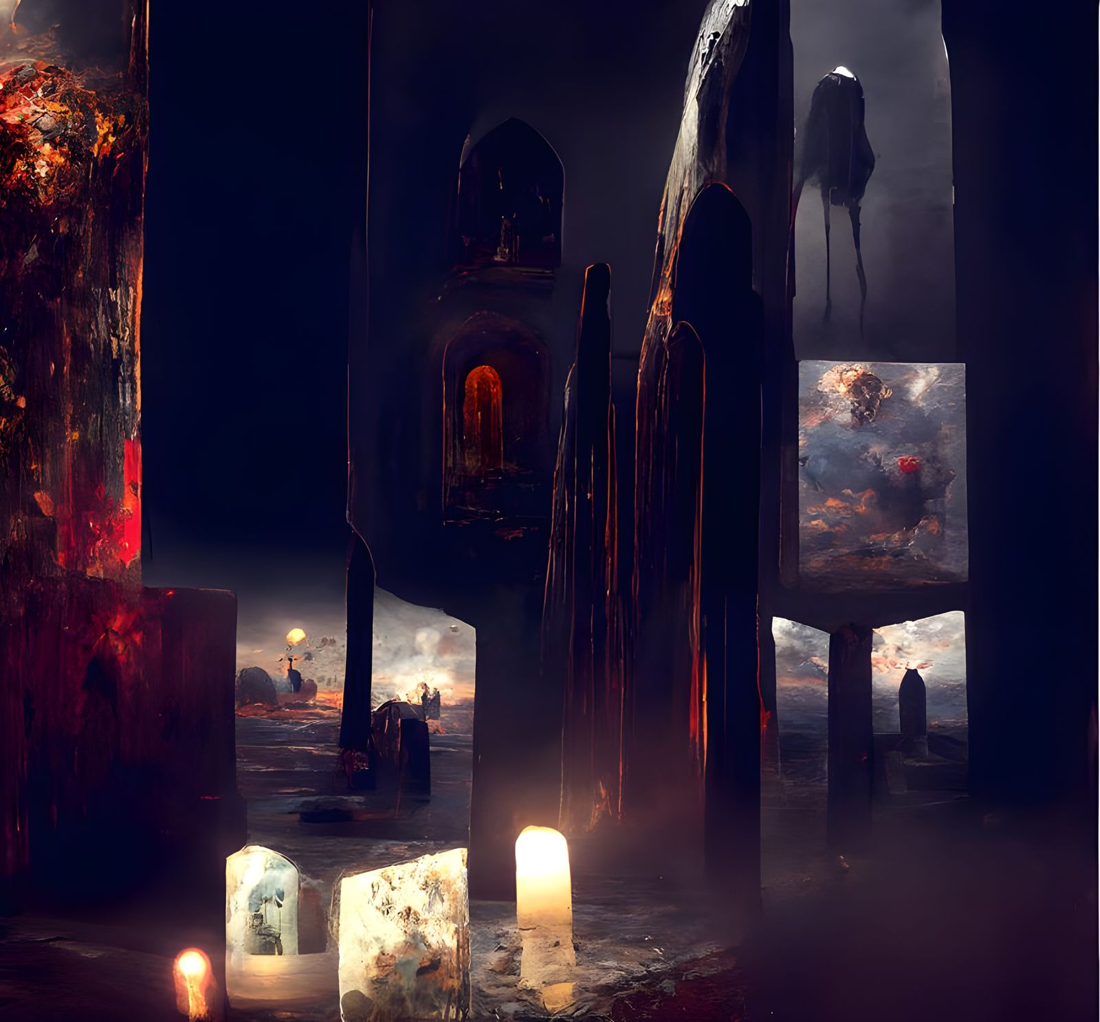 Mourner by the Sea in Dark Fantasy Style