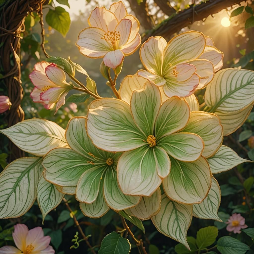 Enchanting Flower in Golden Sunlight: Digital Matte Painting