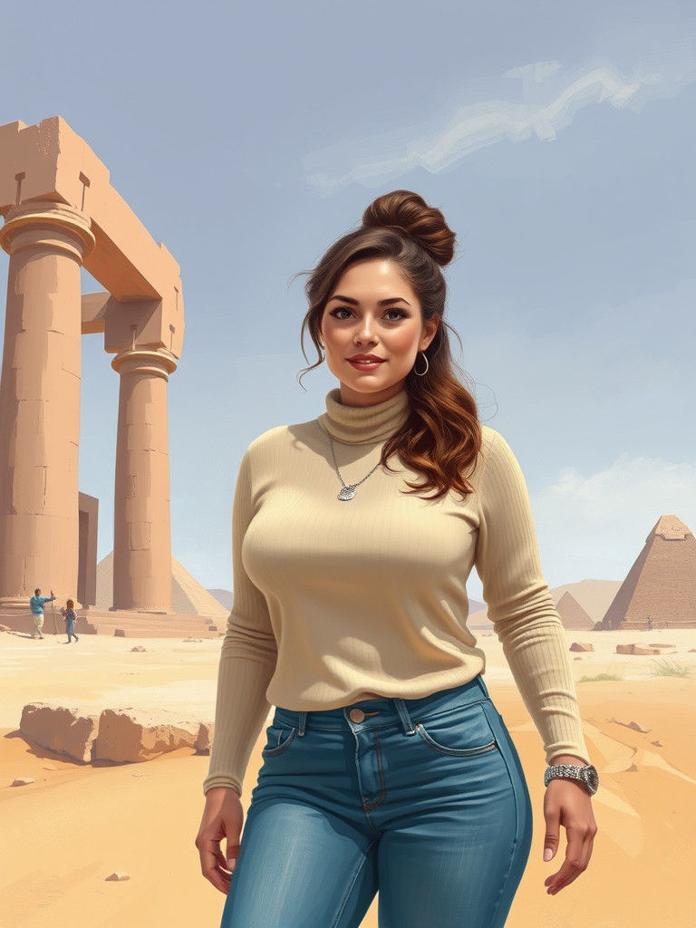 Egyptian Goddess in Desert Temple