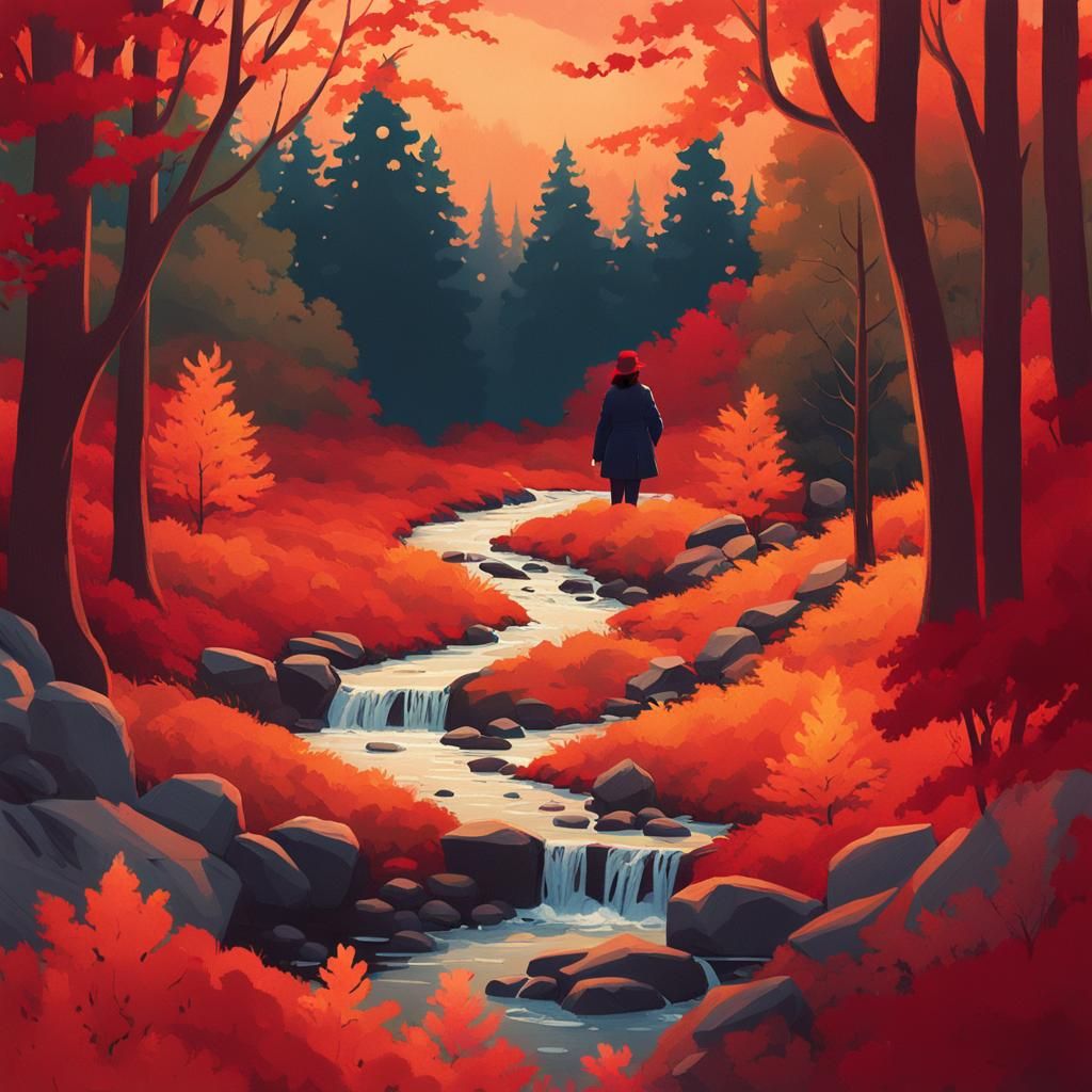 Kamala Harris in Autumn Woods, Painterly Style