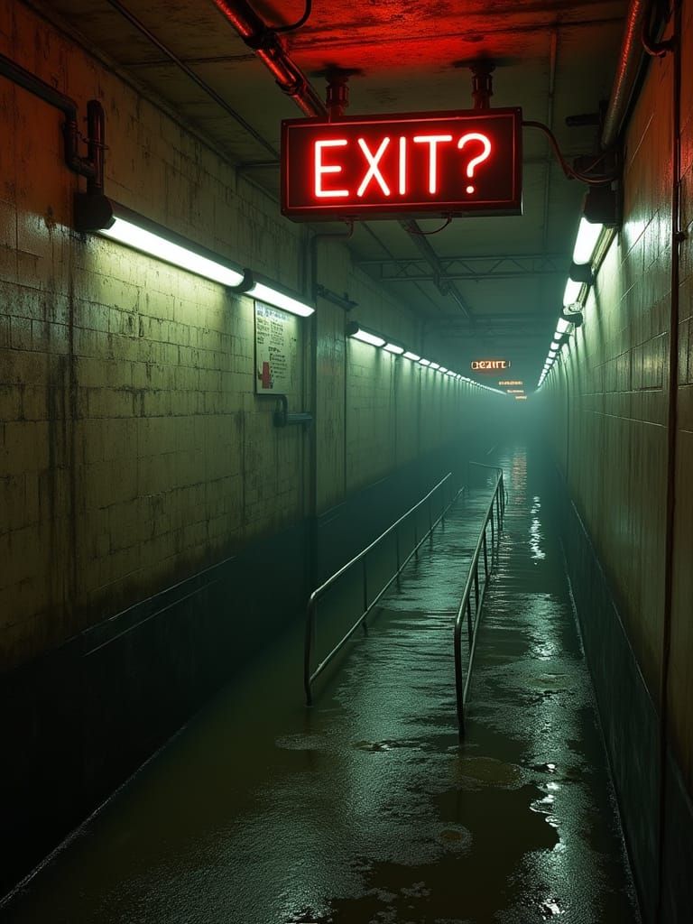 Eerie Retro European Subway Station in Turmoil