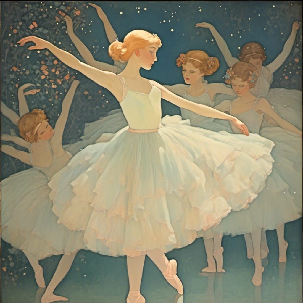 Elegant Ballerina Inspired by Golden Age Illustration