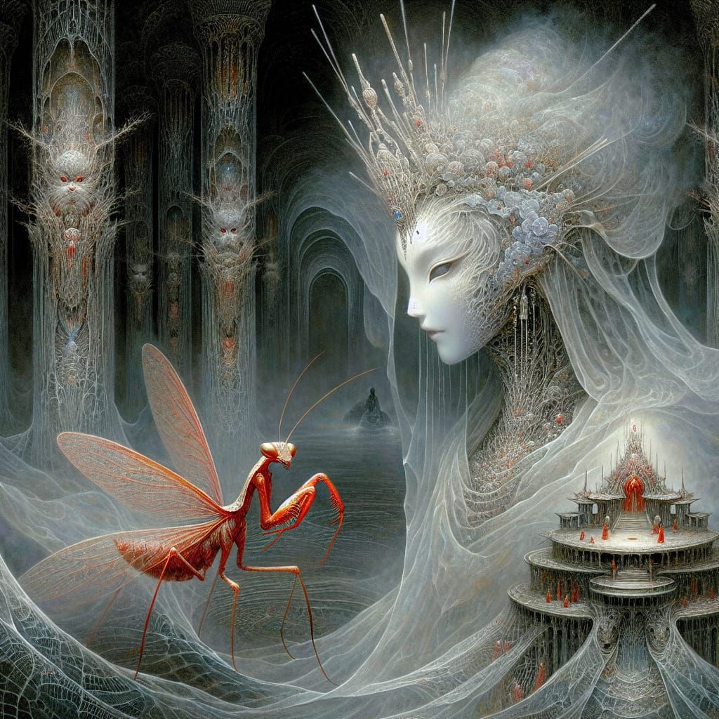 Surreal Goddess of the Red Mantis Throne