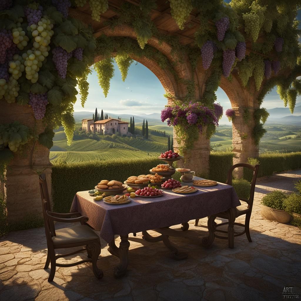 Tuscan Villa Surrounded by Nature in Matte Painting