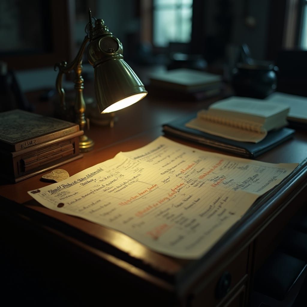 Moody Office Desk in Cinematic Style