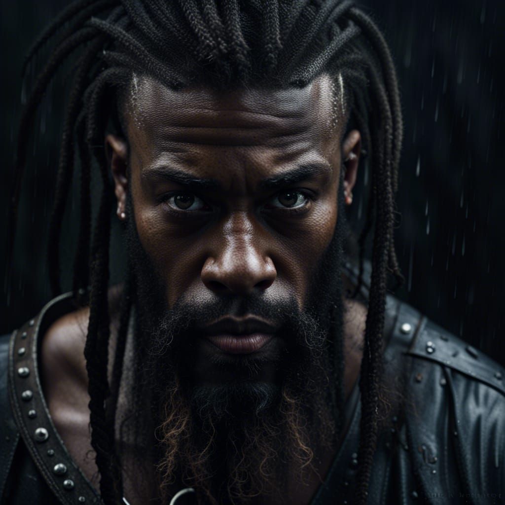 Hyperrealistic Close-Up of Viking Warrior in Dark Alley