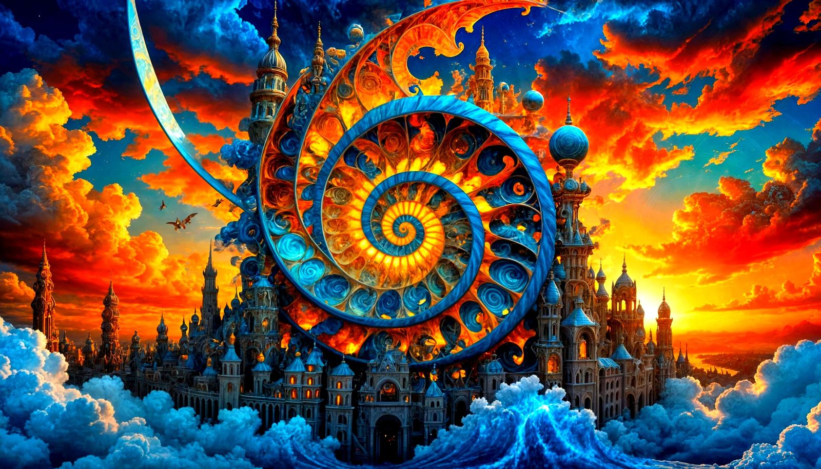 Celestial Kingdom in Glitch Art Style