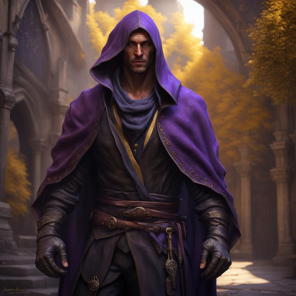 Fantasy Thief in Dark Clothes: Hyperdetailed Digital Art