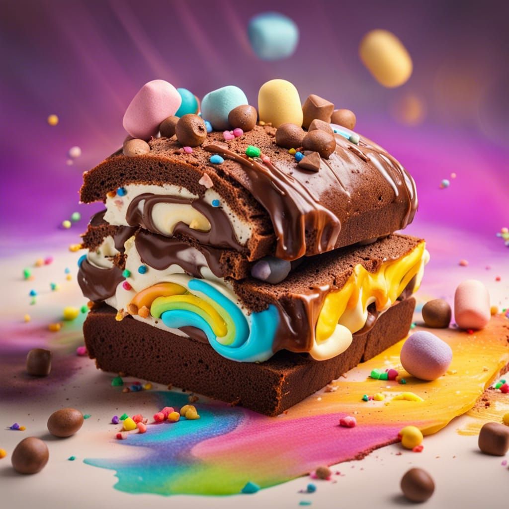 Thrilling Chocolate Rainbow Marshmallow Sandwich