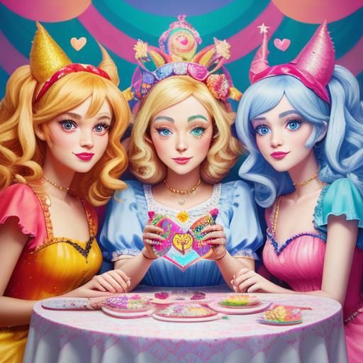 Whimsical Tarot Reading with Pugs in Candy Art Style