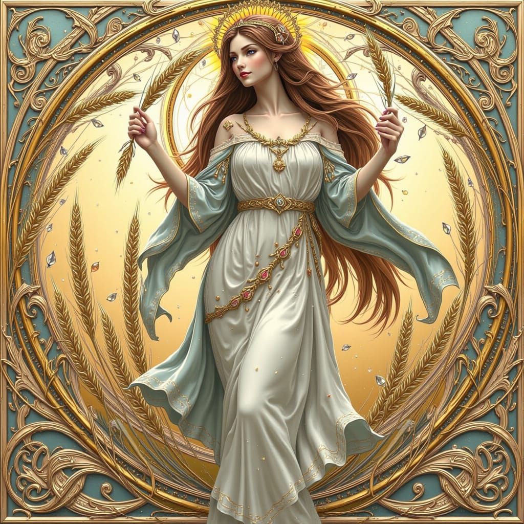 Virgo Maiden in Art Nouveau Style