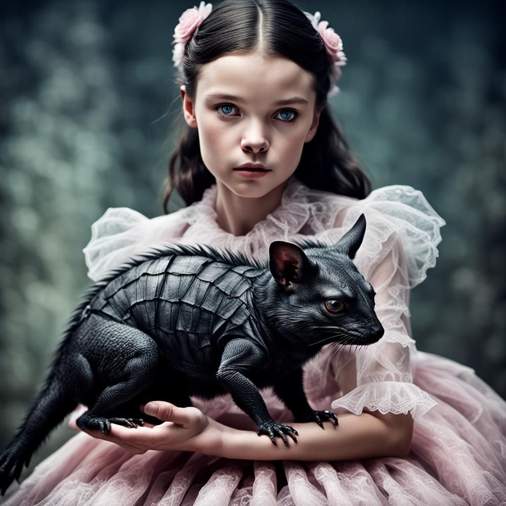 Miss Edwina Ferrero and her wonderful Chupacabra