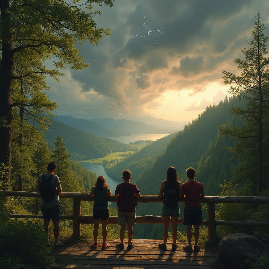 Stormy Horizon: A Verdant Valley View