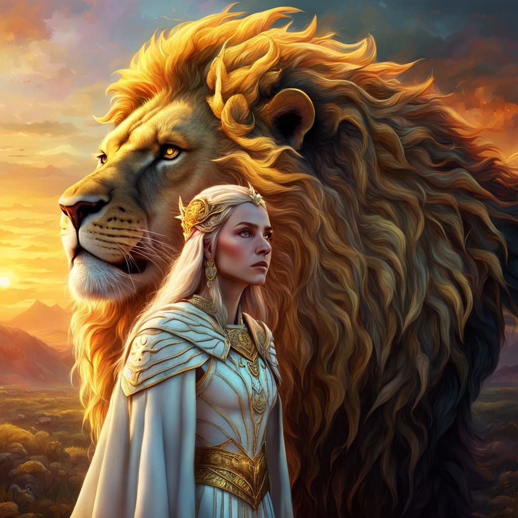 Surreal Fantasy Battle Between The White Witch and Aslan in ...