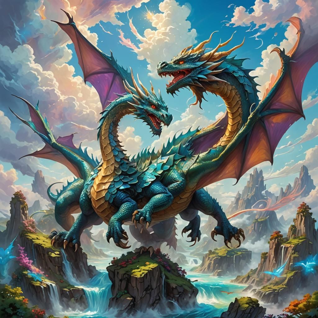 Majestic Dragon Soaring Through Mystical Realm