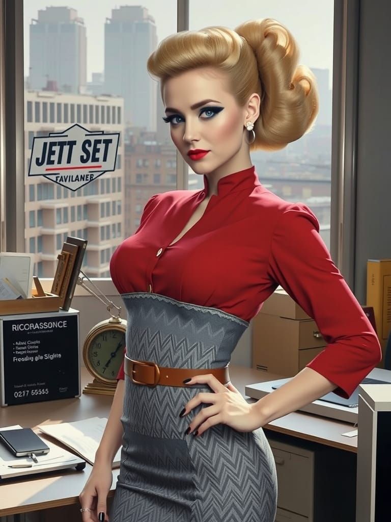 1960s Office Secretary with Bouffant Hairstyle