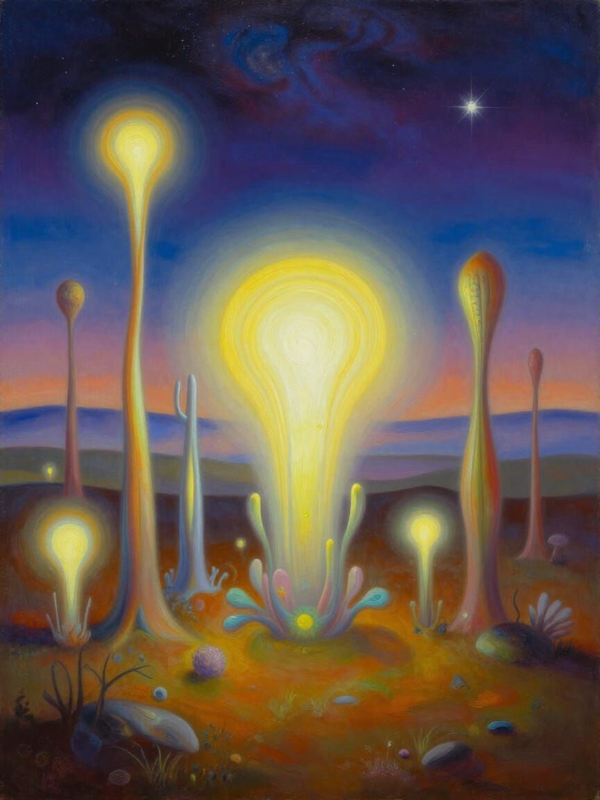 Surrealist Oil Painting of Ethereal Alien Landscape