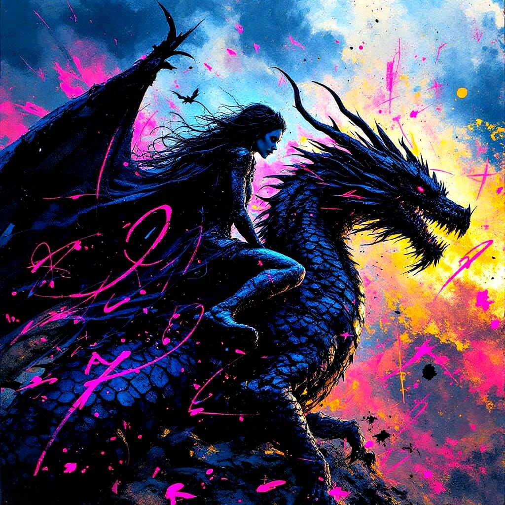 Gritty Fantasy Dragon Rider in Hyperrealistic 35mm Style