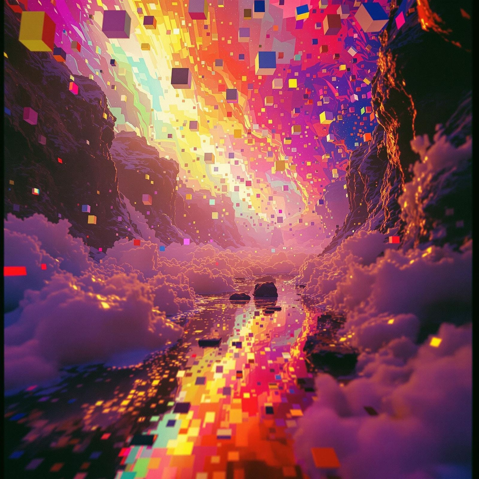 Psychedelic Reality Dissolves in Bold, Colorful Pixelation