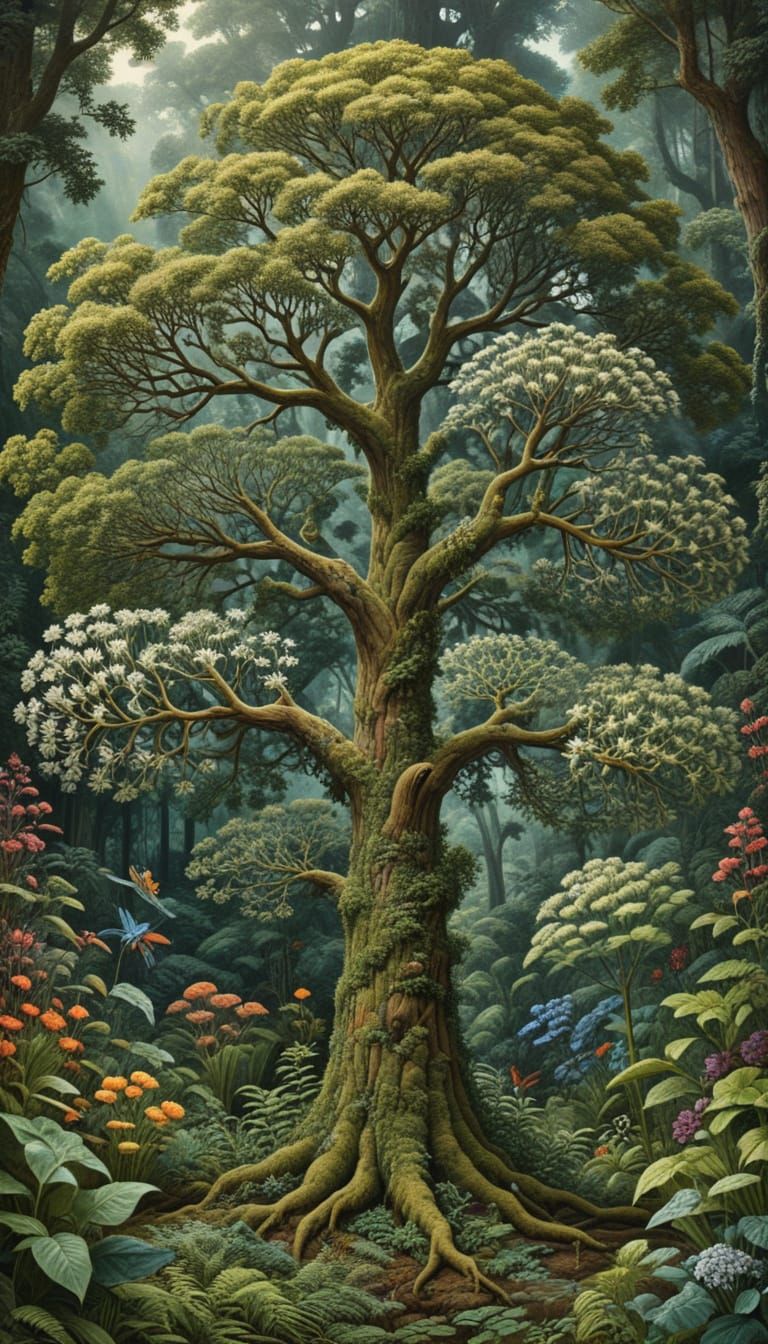 Vibrant Forest Fractal Unfolds in Geometric Harmony