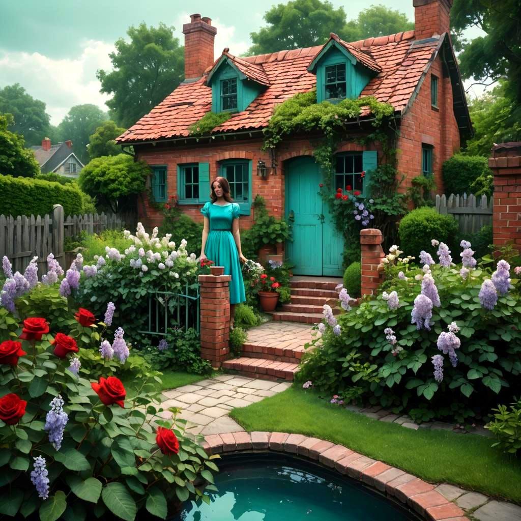Sinister Garden House with Brunette Girl