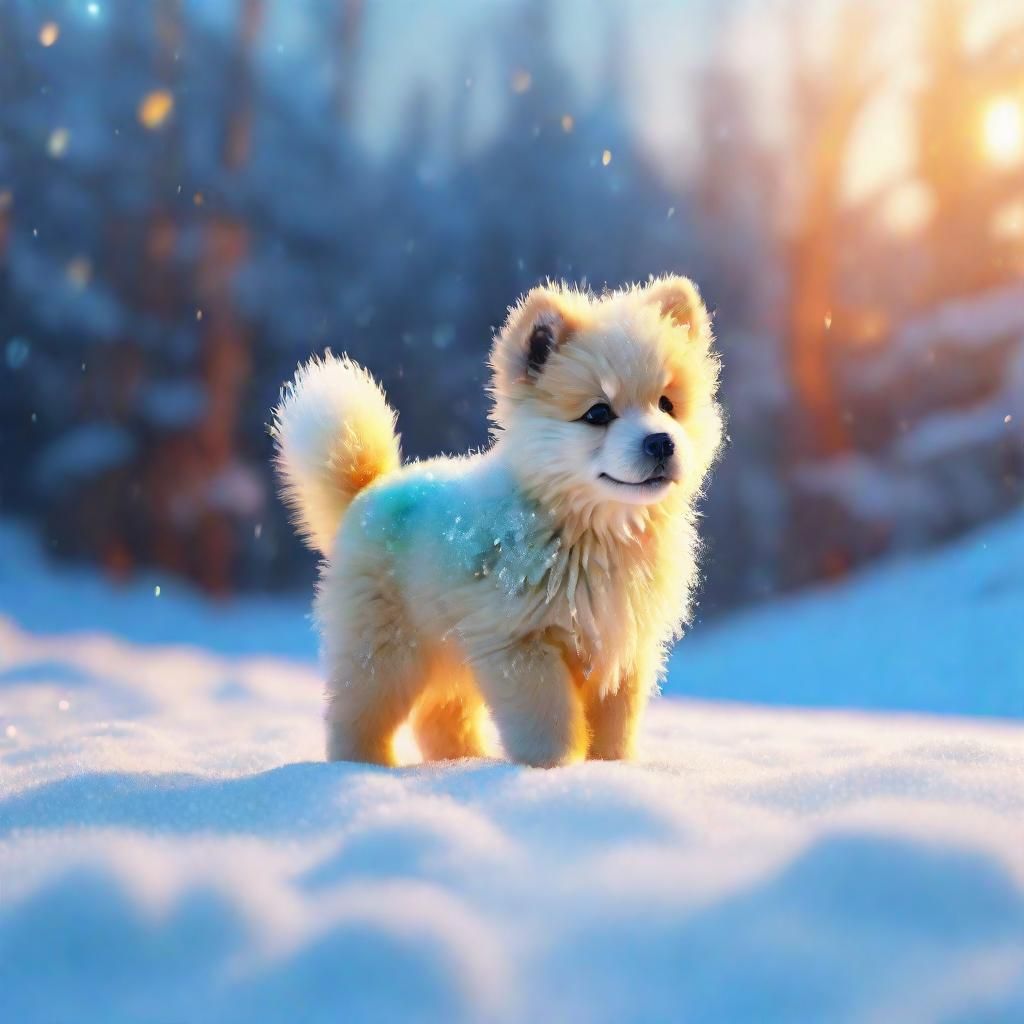 Cute Shiba Inu Puppy in Snowy Concept Art