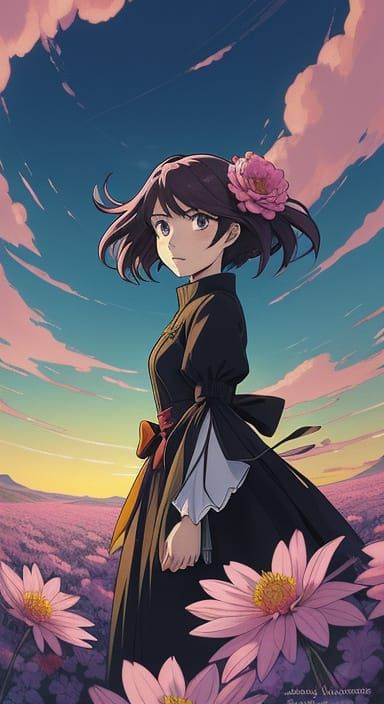 Cel-Shaded Flowers in Anime Manga Style