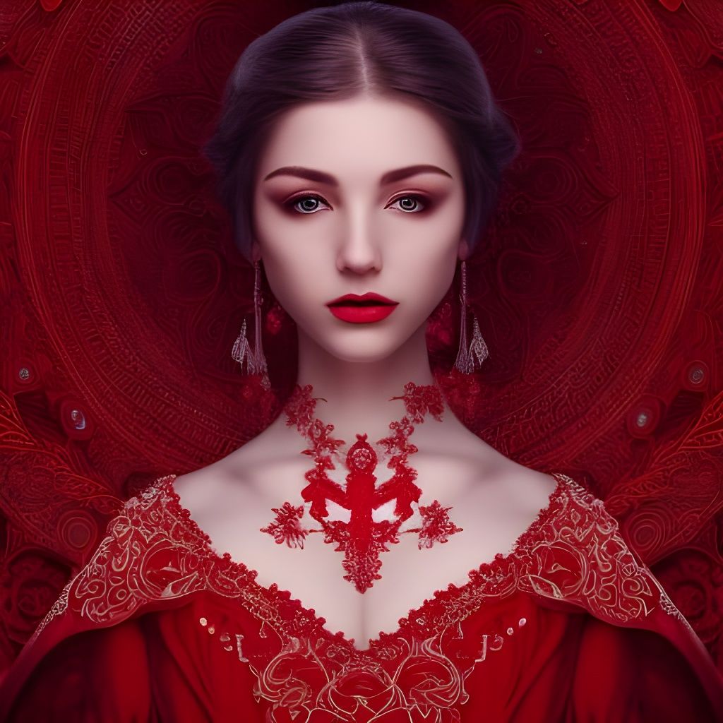 Woman in Red Dress: Digital Matte Painting