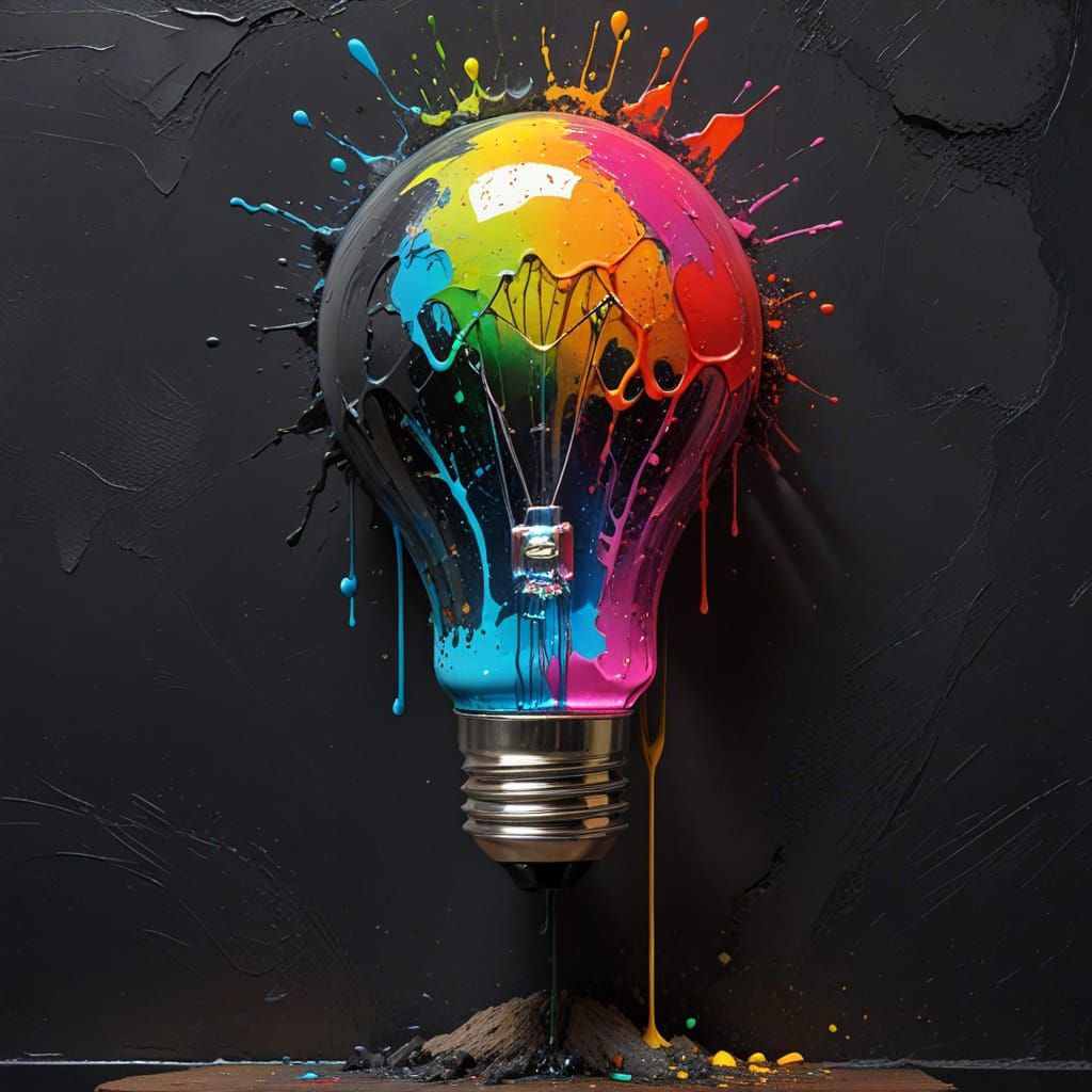 Lightbulb with Drips and Splatters