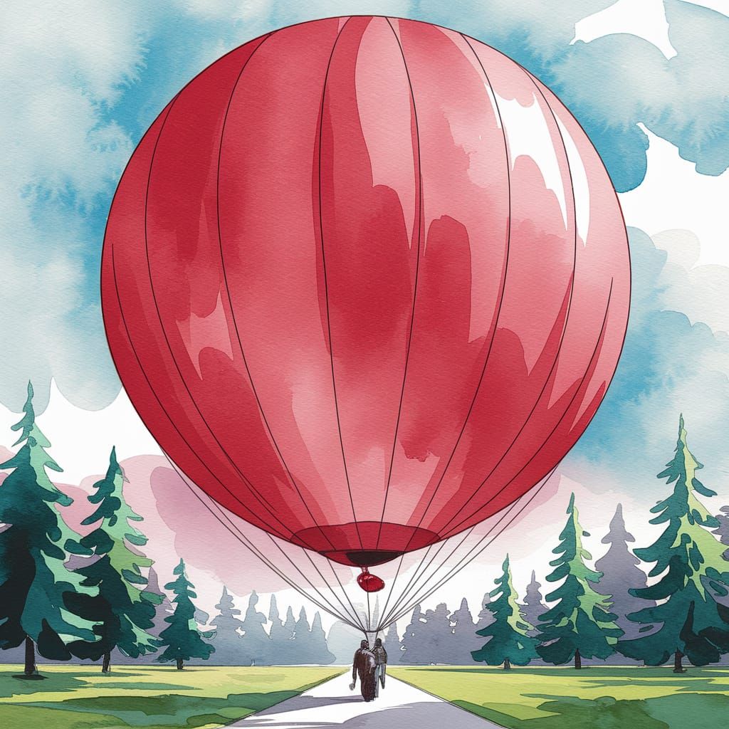 Watercolor: A Huge Red Balloon