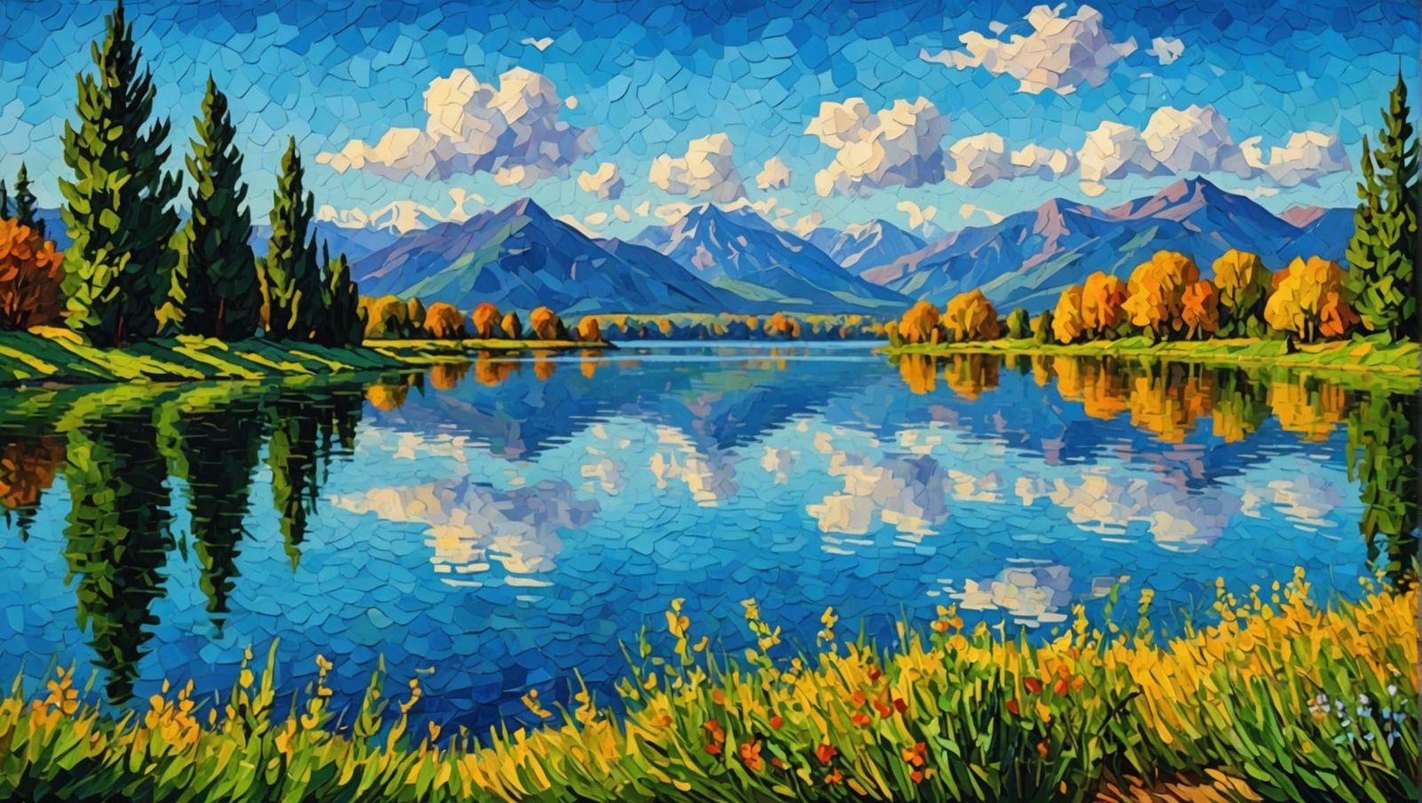 Lake Impressionism: Impasto Oil Painting in Van Gogh Style