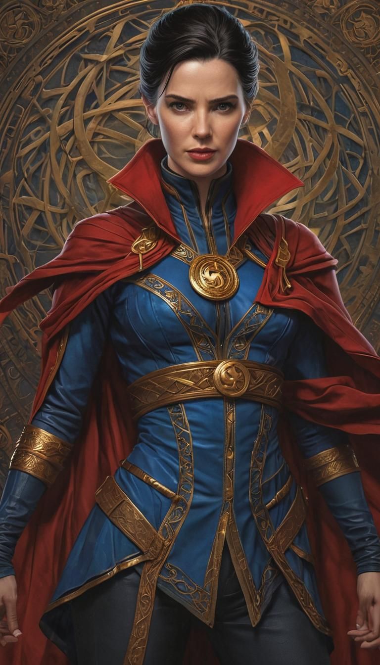 Female Doctor Strange with Magic Runes, Digital Art