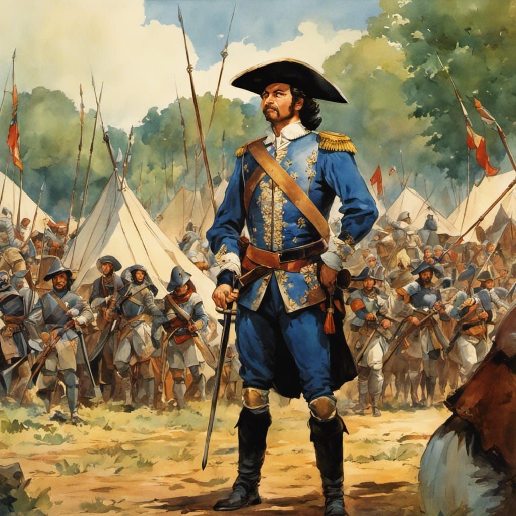 Renaissance Musketeer in Comic Book Watercolor Style