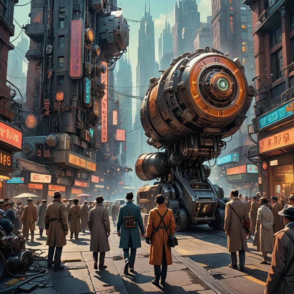 Time Travelers Clash with 1930s City, Retro-Futurism