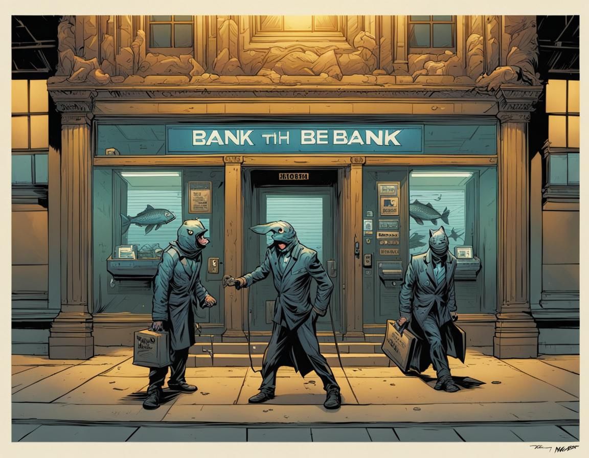 Fish Robbing A Bank