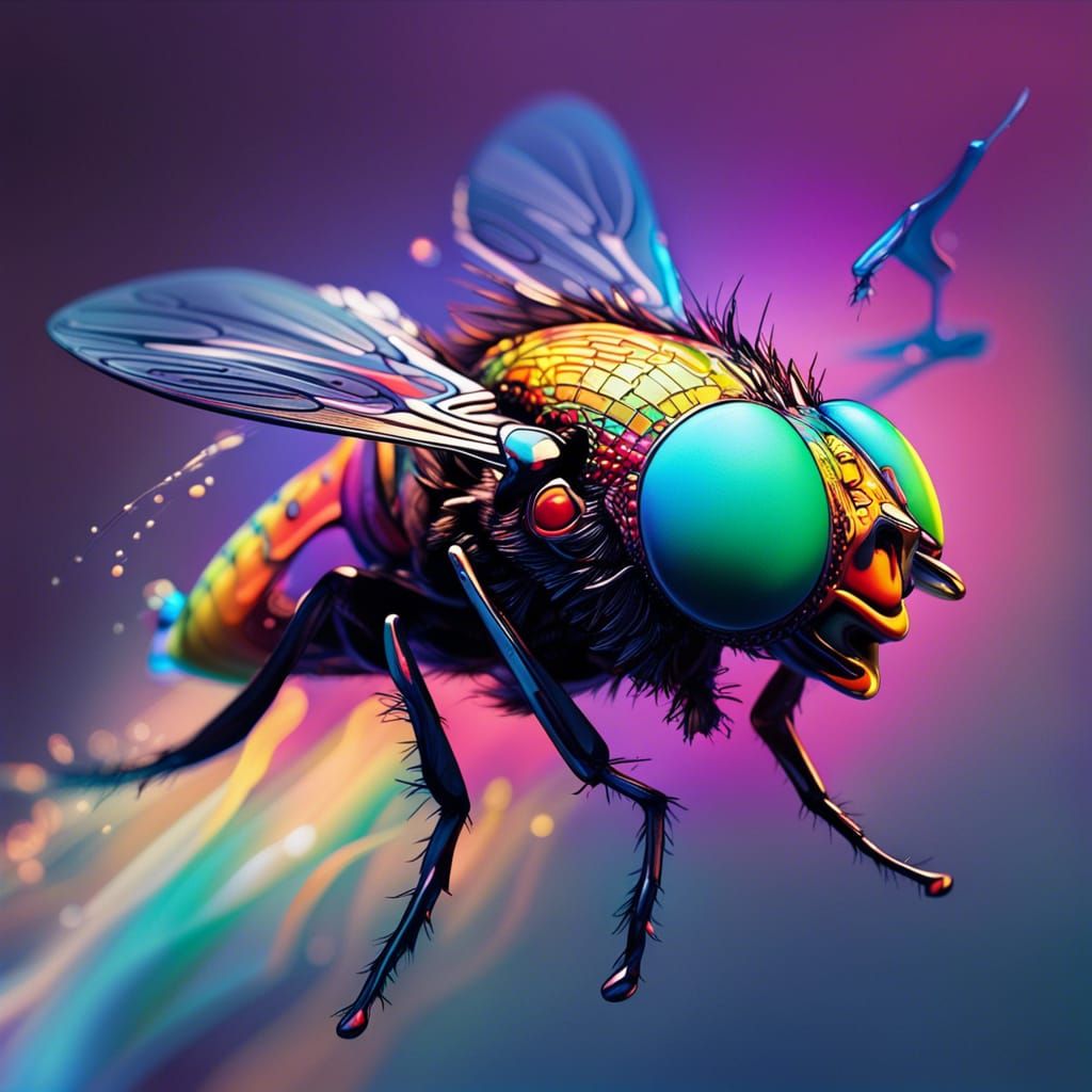 Hyperrealistic Fly in Splash Art Style