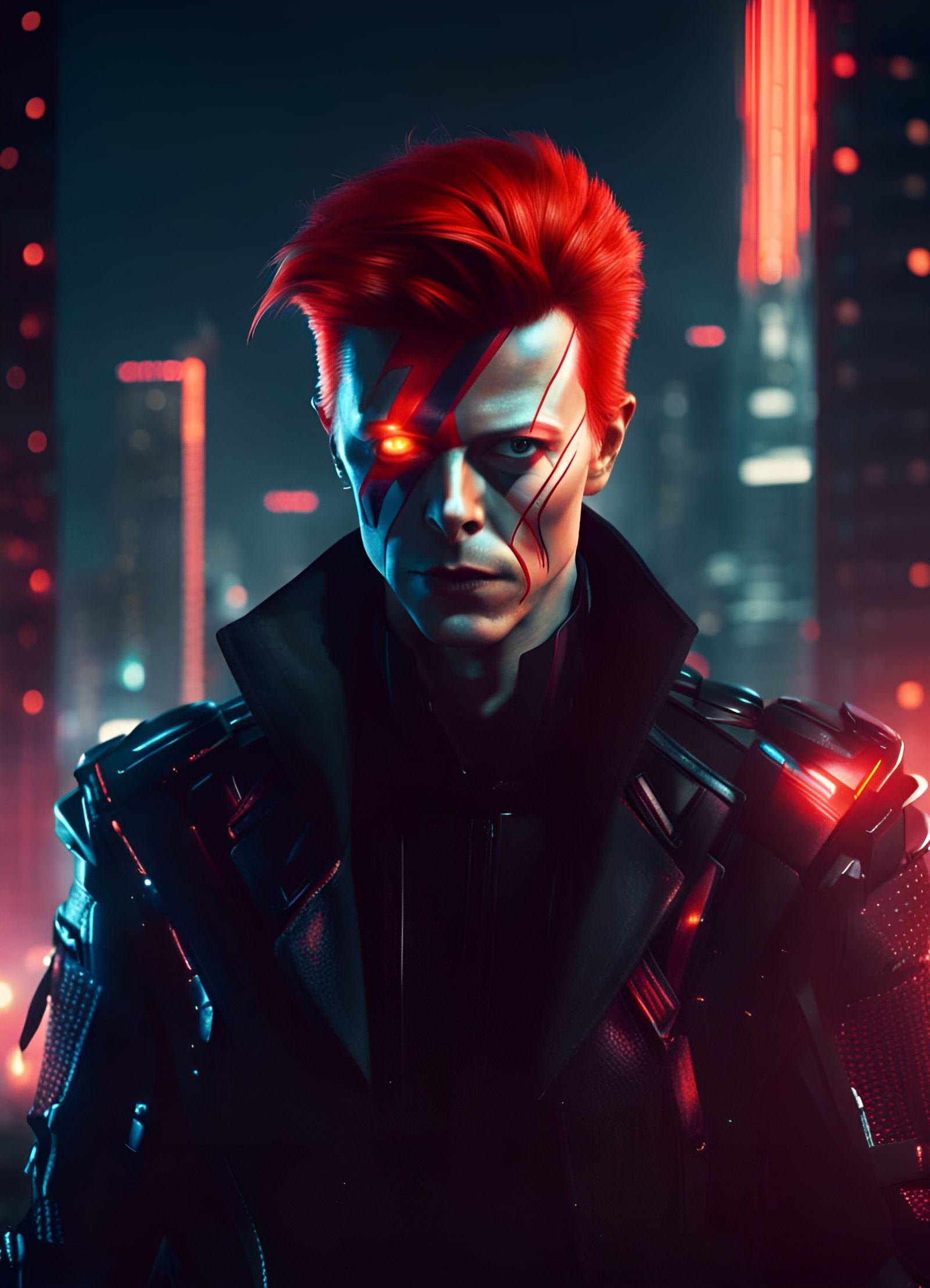 Cyberpunk Major Tom in Nightmarish Cityscape