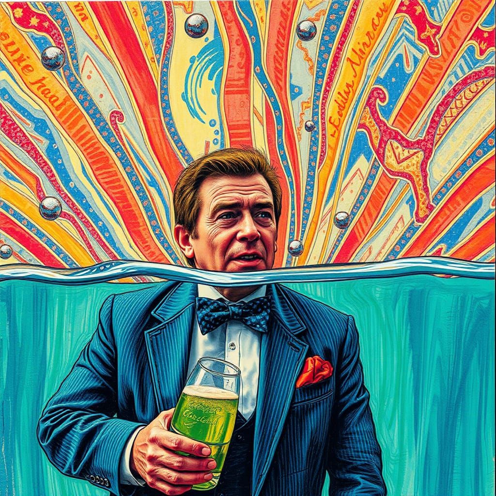 Eddie Champagne's Hot Water: A Humorous Etched Image