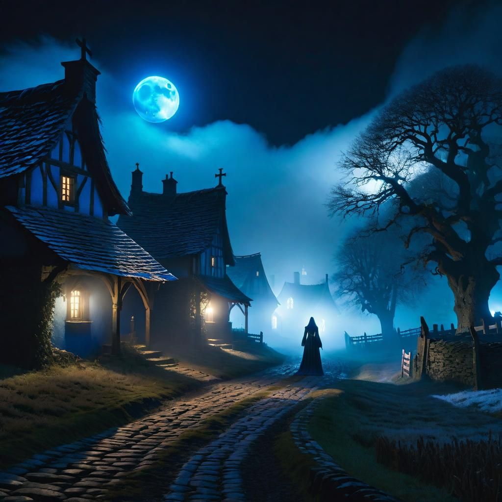 Ethereal Woman Spectre Haunts Countryside Village